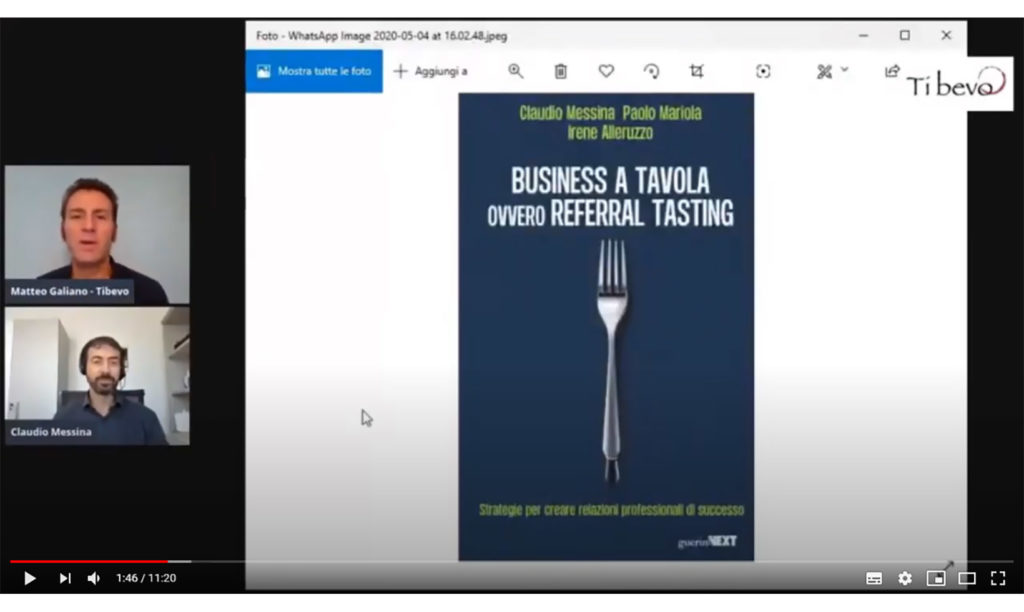 Referral Tasting - Claudio Messina - Video YouTube Intervista Tibevo - Relazionarsi a tavola e fuori: cosa cambia